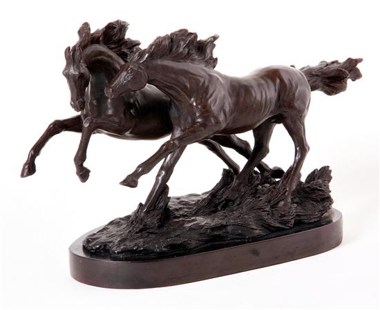 Bronze sculpture of horses (after