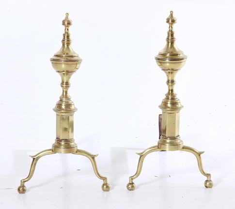 Pair Federal brass andirons probably 134deb