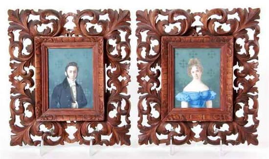 Very fine pair portrait miniatures 134e03