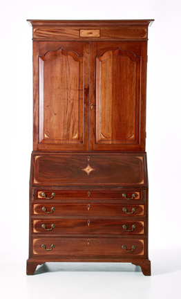 Chippendale inlaid mahogany secretary 134e23