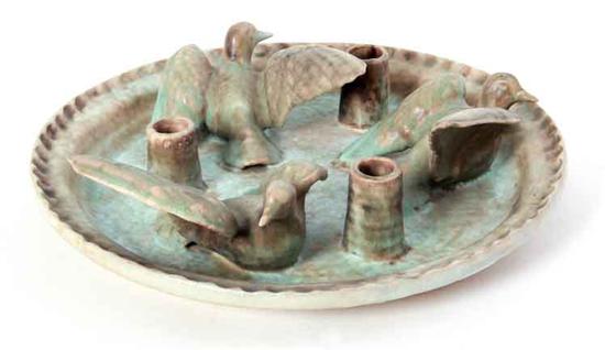 Art pottery centerbowl birdbath 134e3a