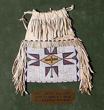 Native American bag in shadowbox 134e3b