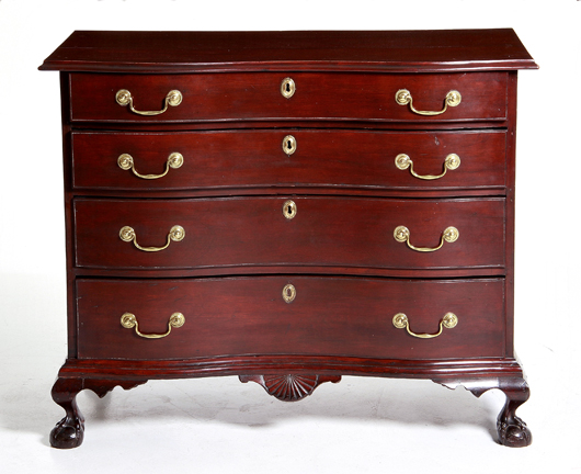 New England Chippendale maple reverse