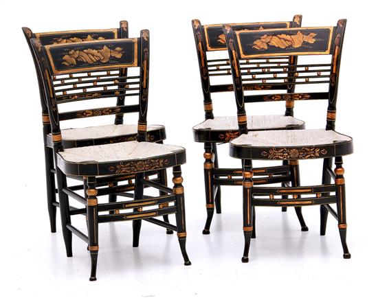 Set of four American Sheraton painted