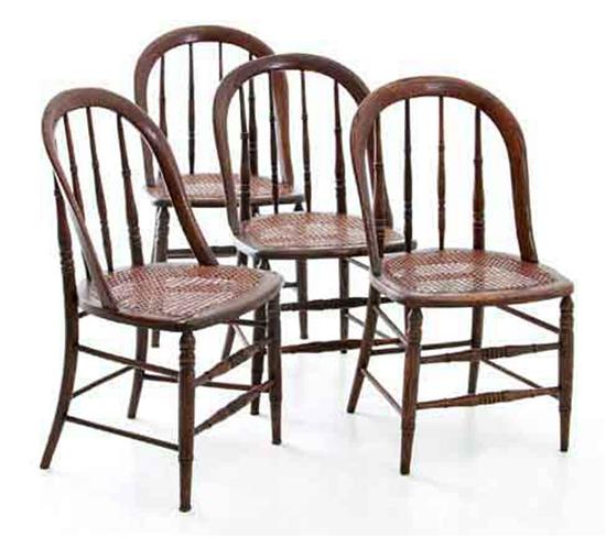 Set of four oak bentwood dining