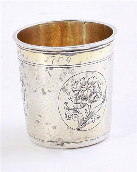 Continental silver beaker dated 134f1d