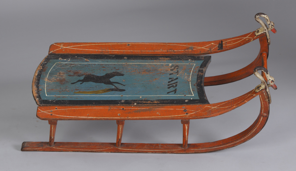 19th Cent Child s Sled Painted 134f6f