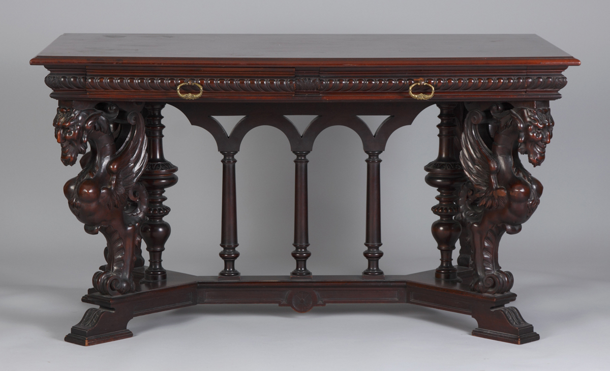 Carved Mahogany Center Table Full