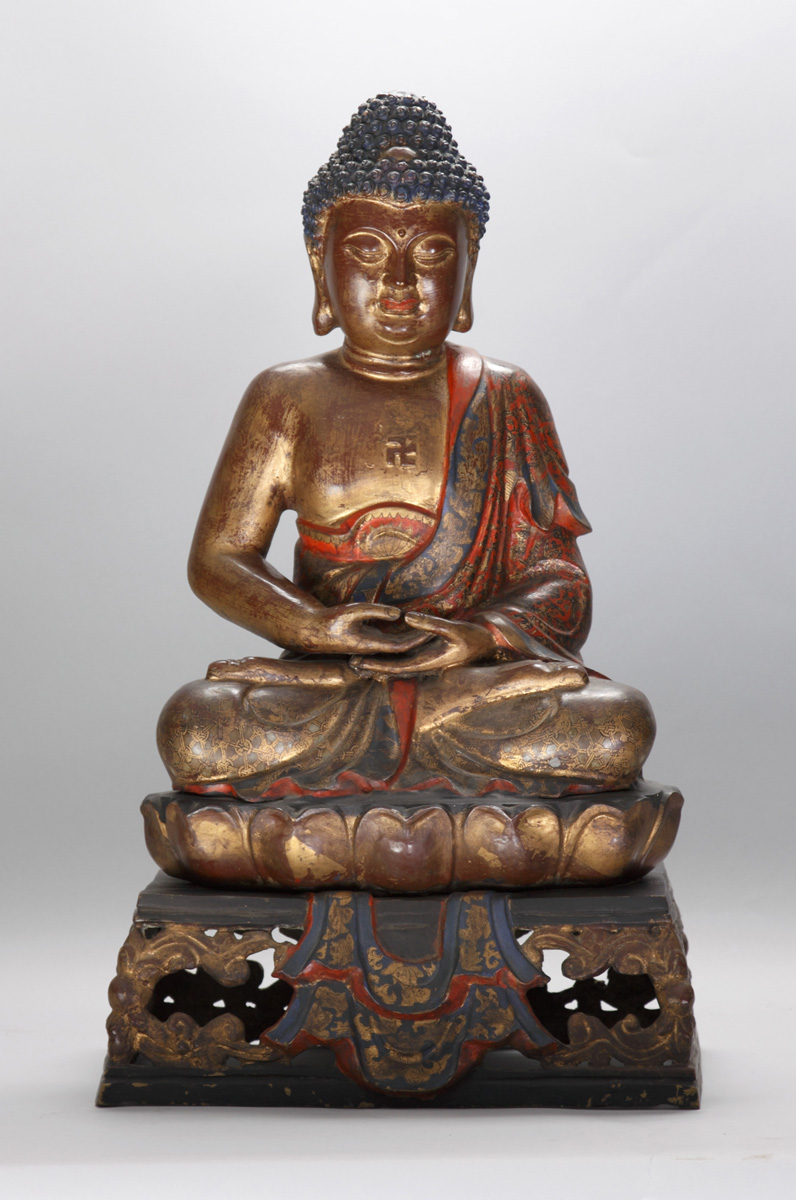 Polychrome & Gilt Bronze Buddha The