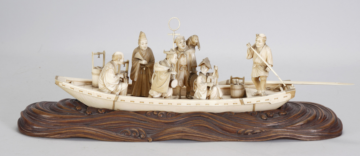 Carved Ivory Figural Group in Boat 135012
