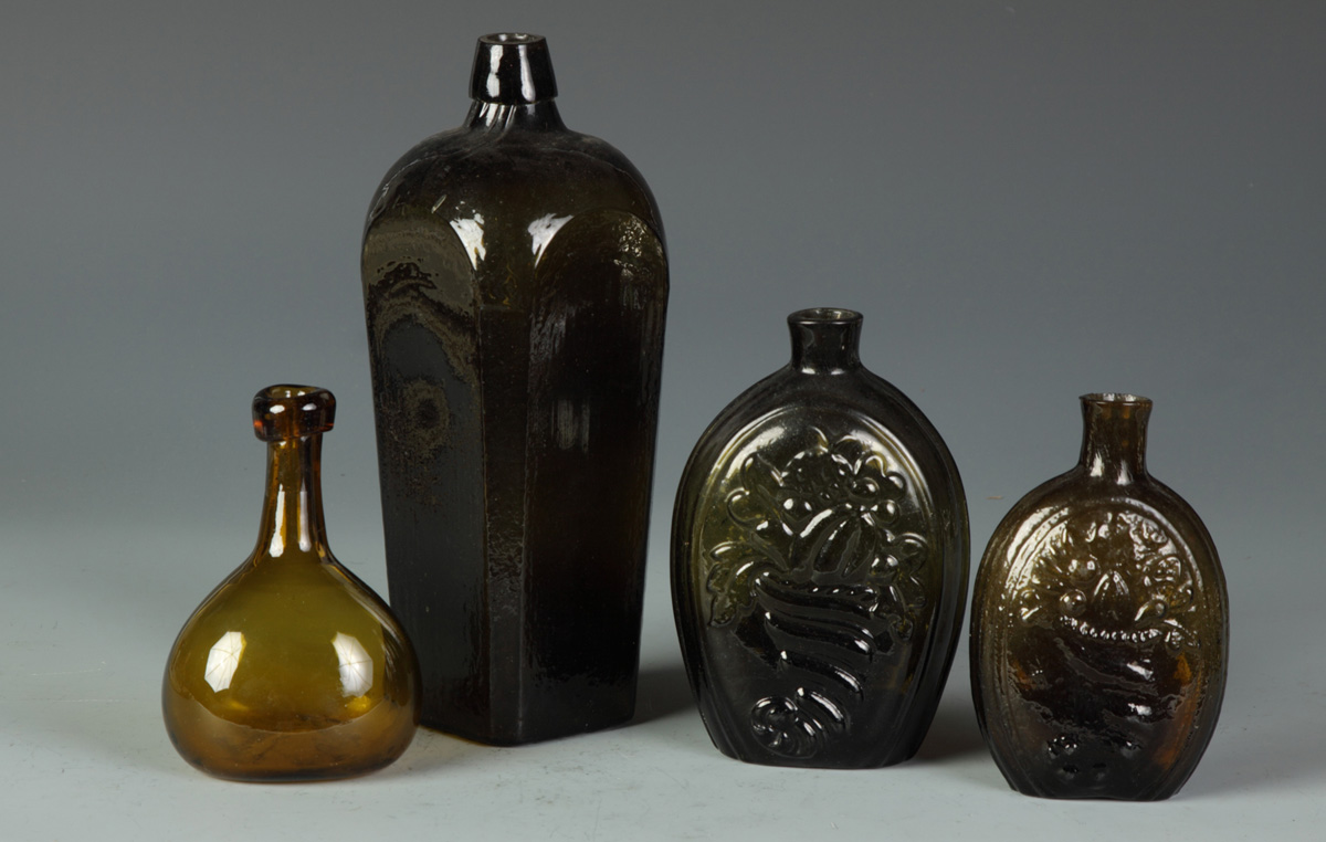 Early Blown Glass Bottles Flasks 13502c