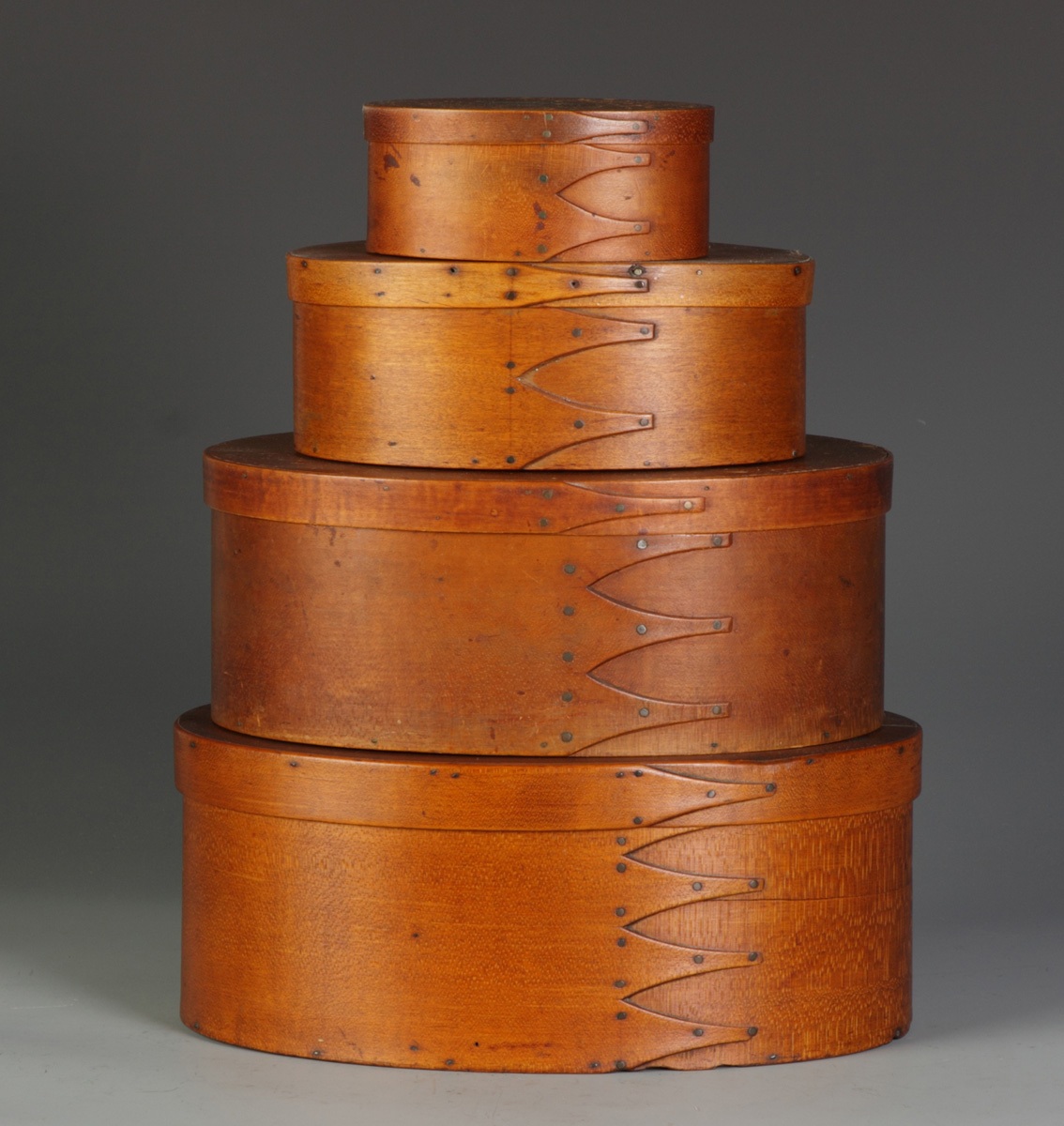 Stack of Shaker Oval Boxes Bottom