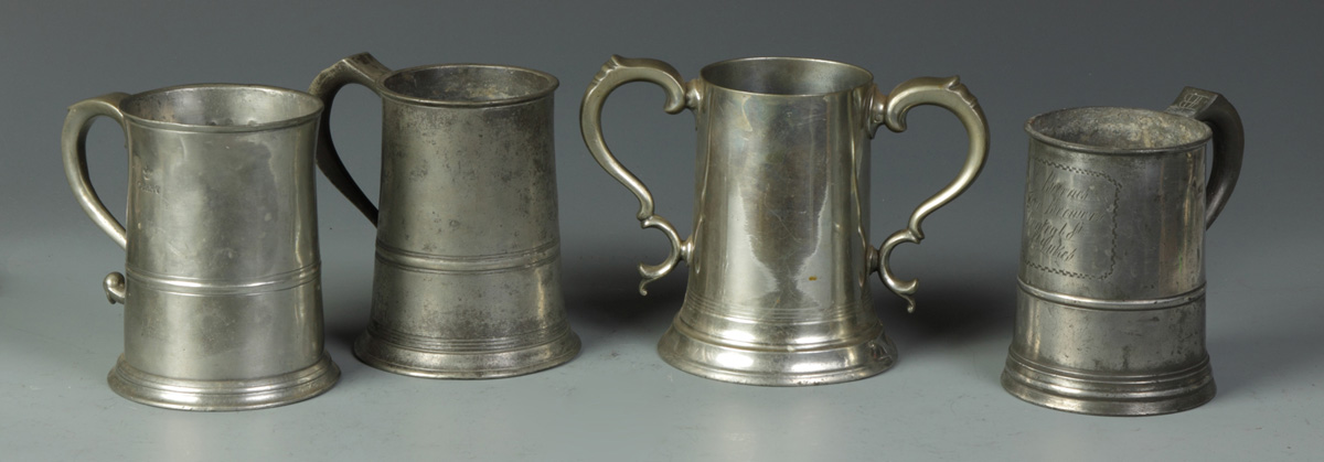 Group of 4 Pewter Tankards & Double