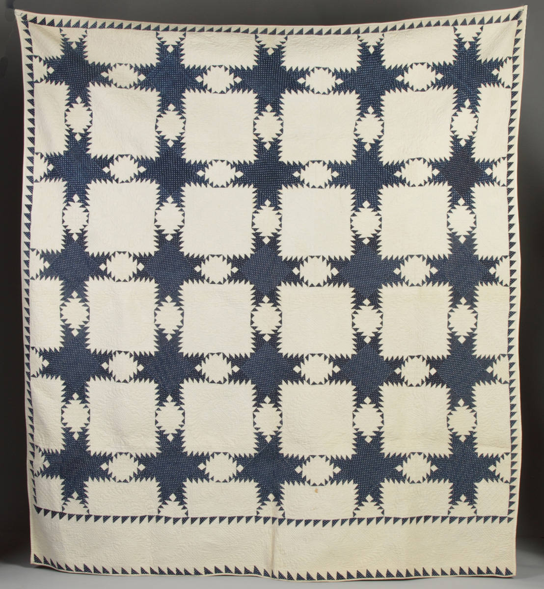 Dark Blue on White Patch Quilt 135040