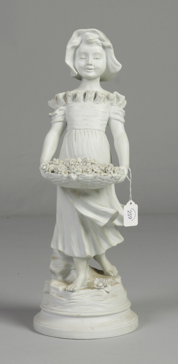Bisque Figure of a girl w flower 135053