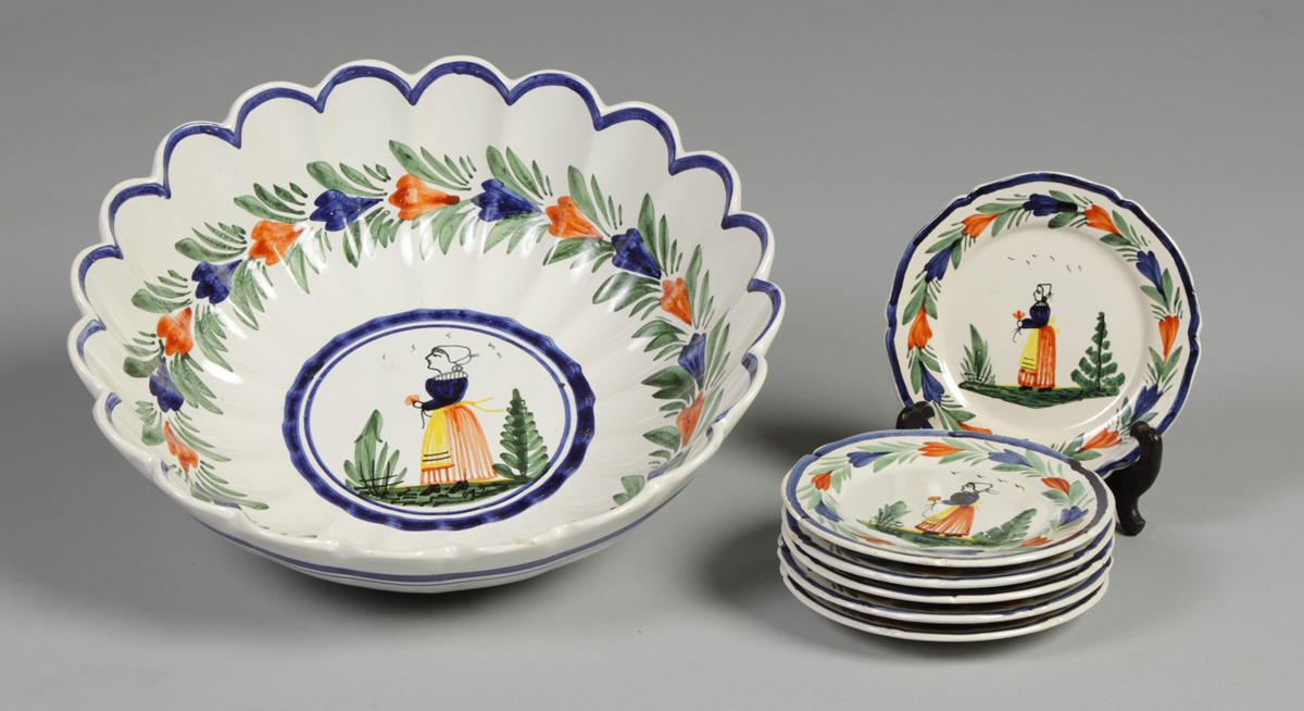 Quimper Bowl 6 Small Plates One 13504f