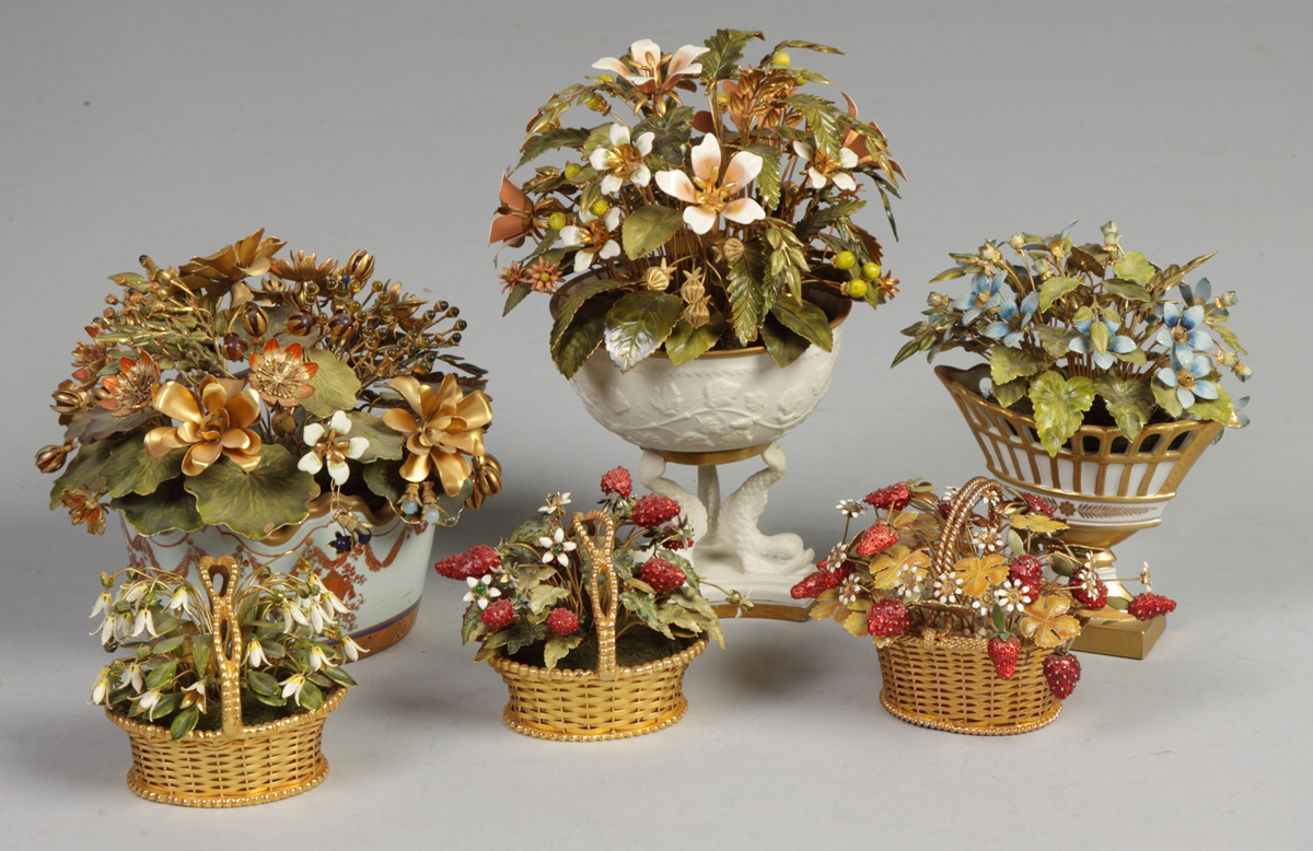 Enameled Metal Floral Baskets Ht  135063