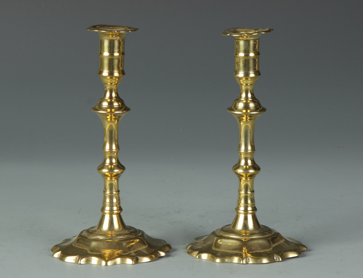 Pair of Queen Anne Brass Candlesticks 135073