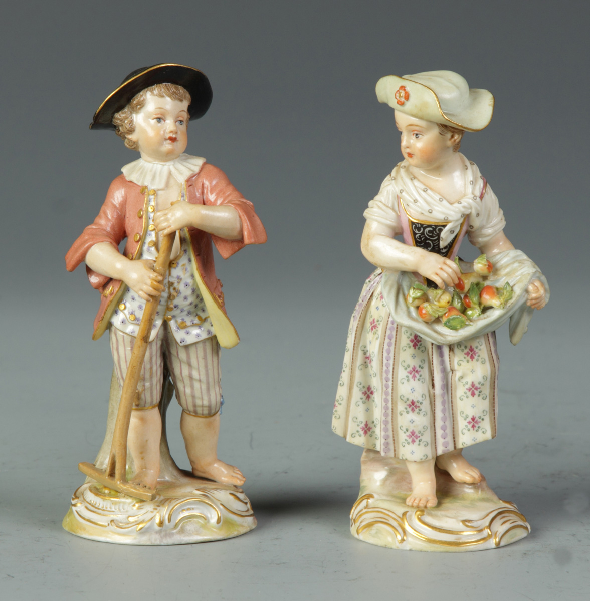 2 Meissen Figurines Boy w rake 135087