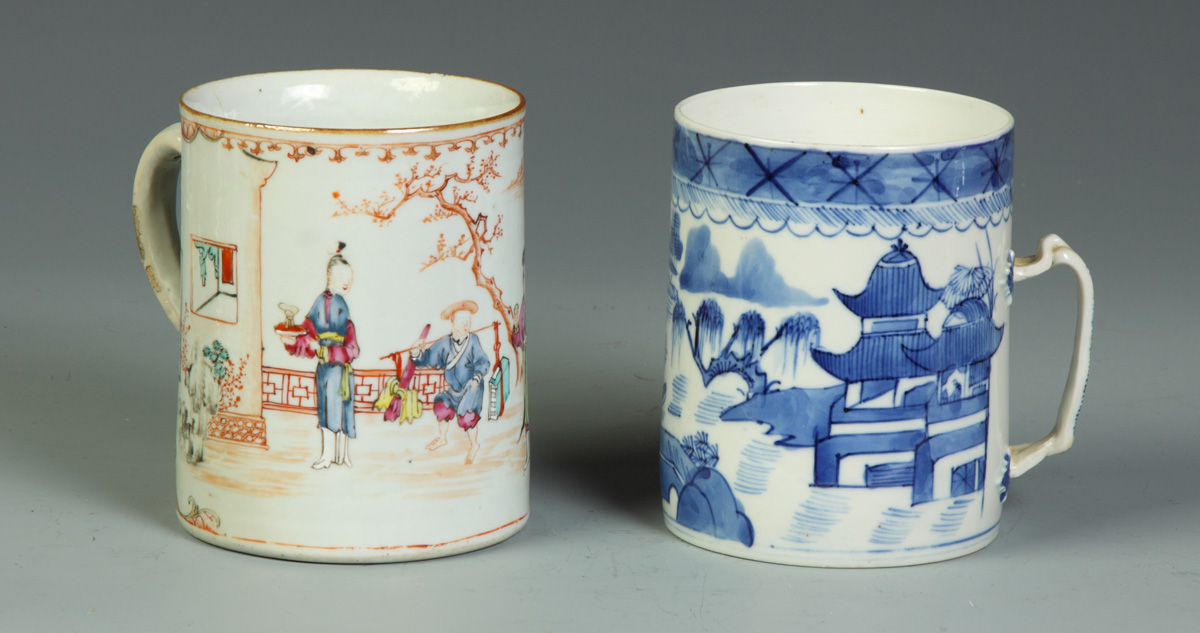 2 Chinese Export Mugs Some glaze