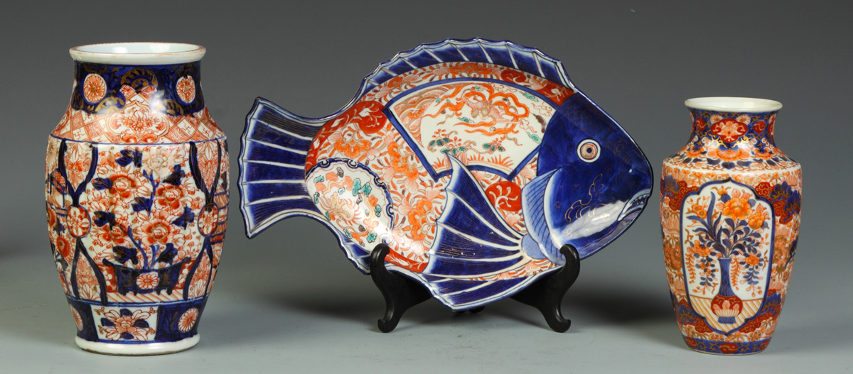 2 Imari Vases Imari Fish Plate 1350cb