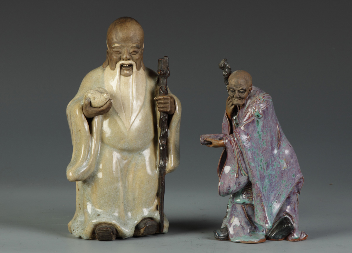 2 Glazed Oriental Figures L Glazed 1350cd