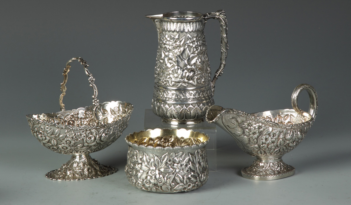 4 Sterling Repousse Pieces Handled 135129