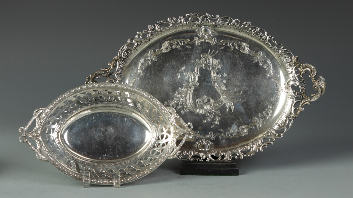 2 Continental Silver Trays 112  135156