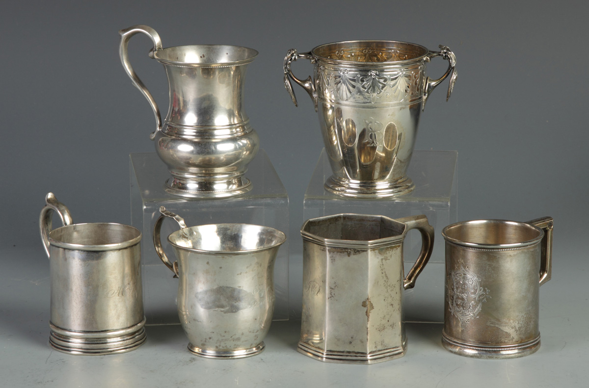 Group of 6 Silver Children s Cups 13516d