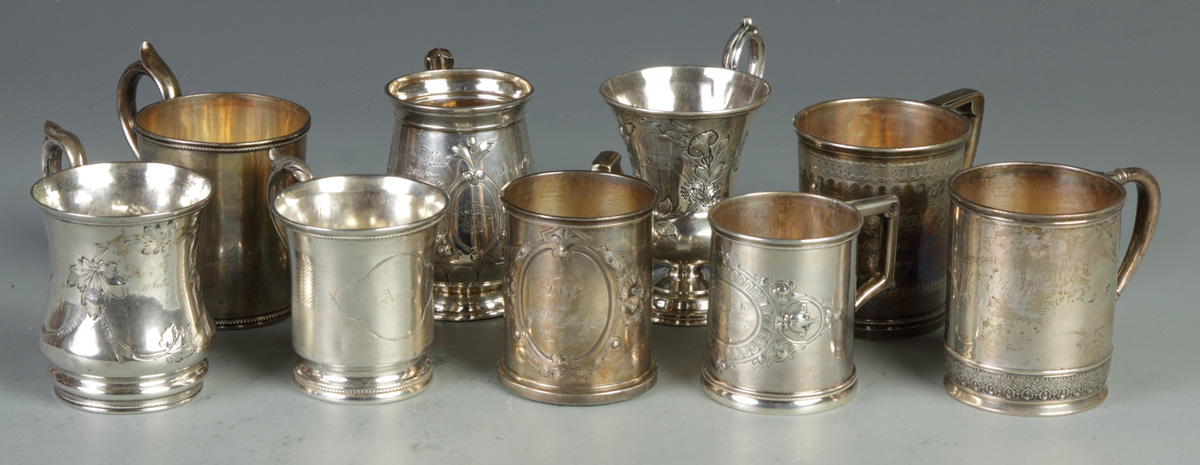 Group of 9 Silver Children s Cups 135173