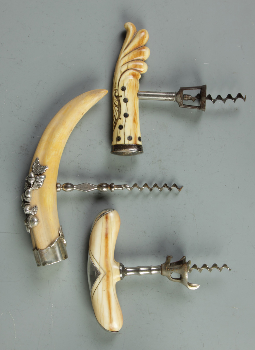 3 Bone & Silver Mounted Cork Screws