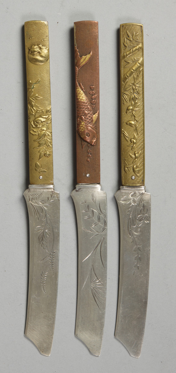 3 Gorham Sterling Knives w Asian 1351a8