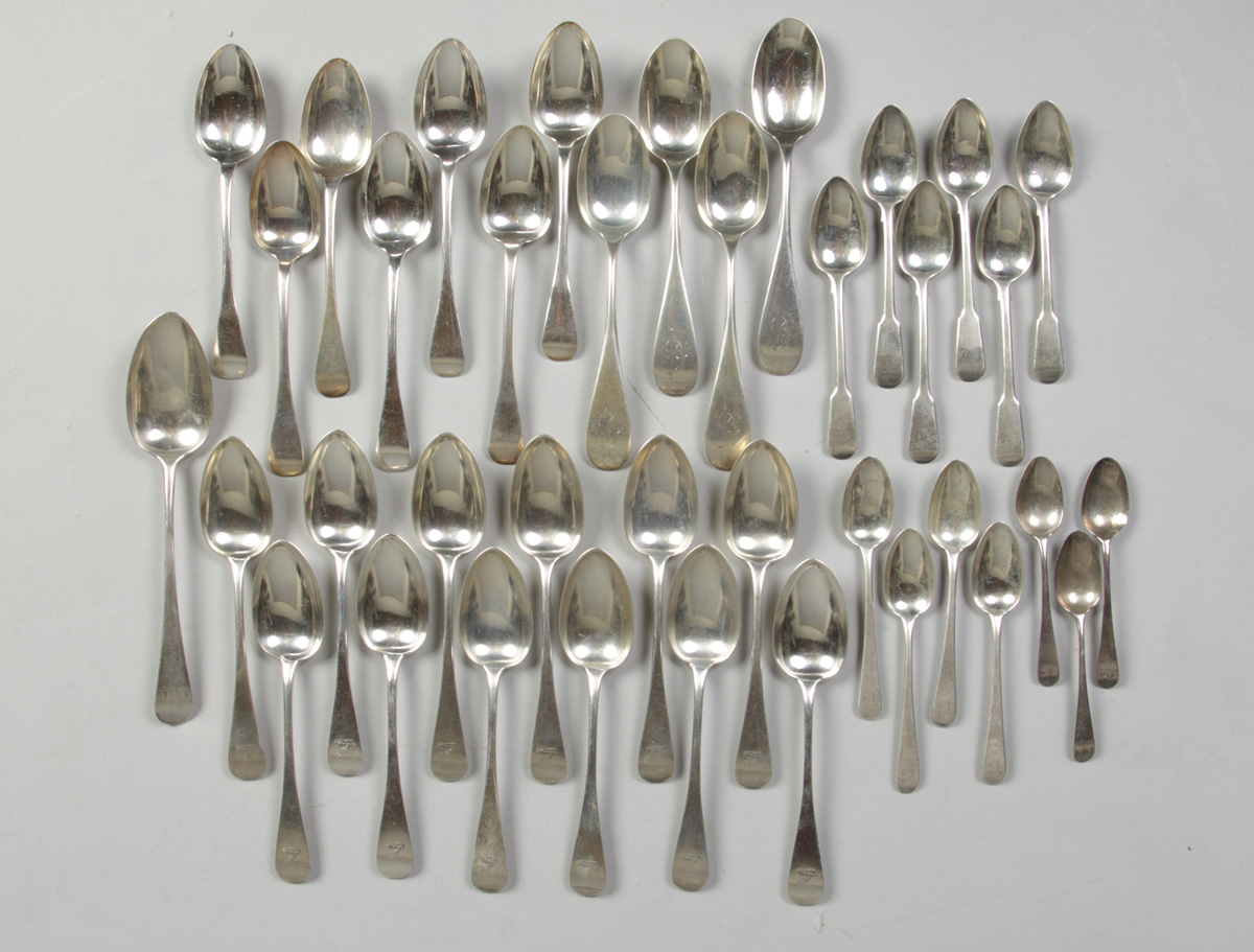 Group of early coin silver tablespoons 1351ca