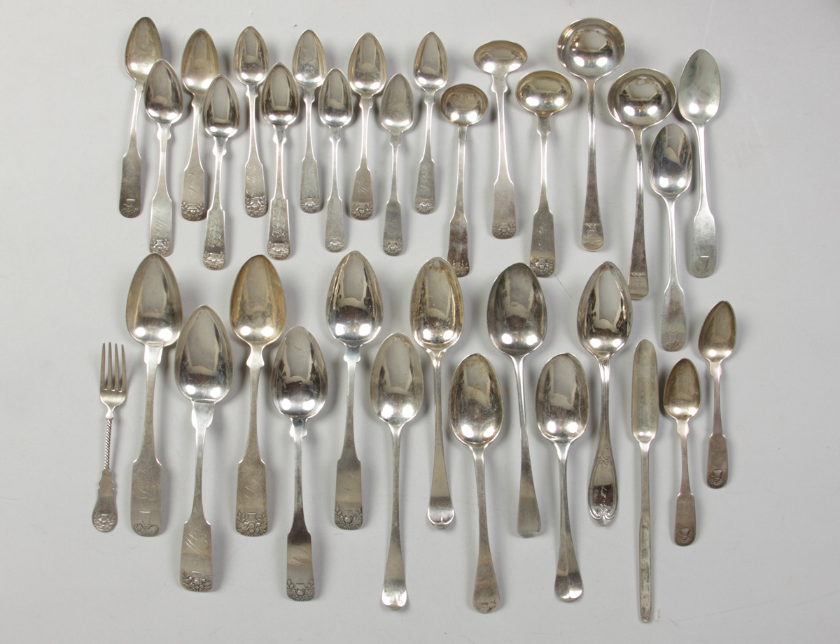 Group of early coin silver tablespoons 1351cb
