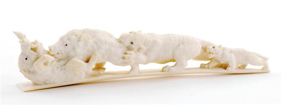 Continental carved ivory tusk 19th