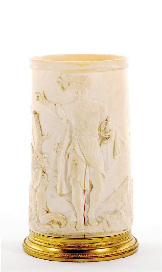 Continental carved ivory vase 19th