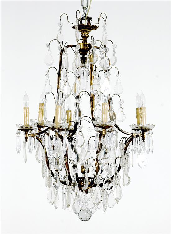 English bronze and crystal eight light 13520a