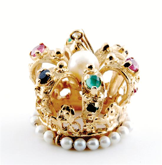 Sapphire pearl and emerald crown 135297