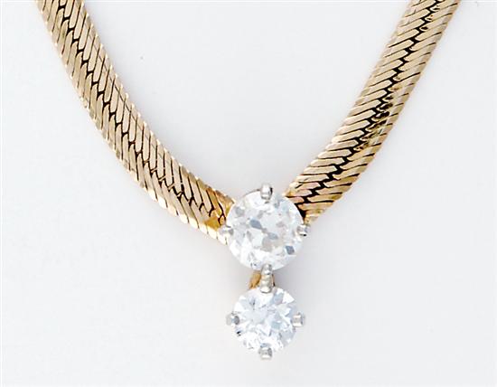Diamond necklace two round European-cut