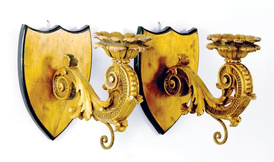 Pair painted and giltwood sconces 1352bc