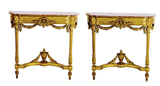 Pair Louis XVI style carved giltwood 1352d6