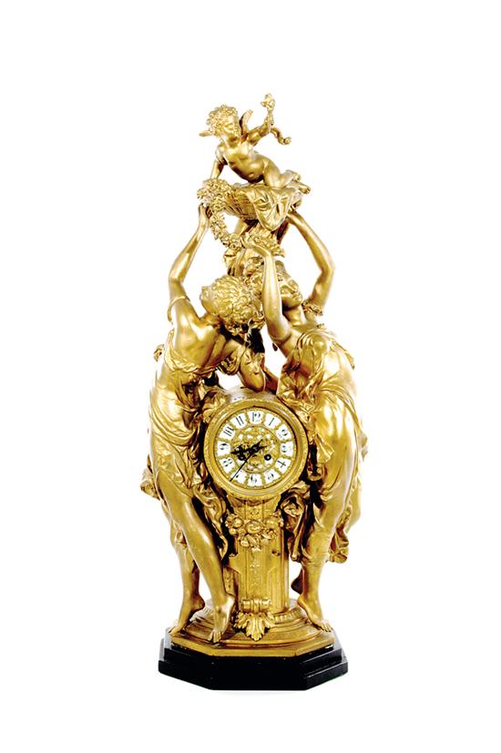 French giltmetal figural mantel clock