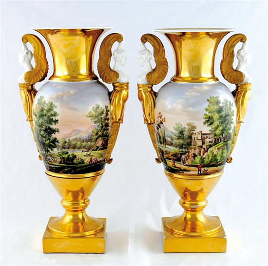 Fine pair Paris porcelain vases