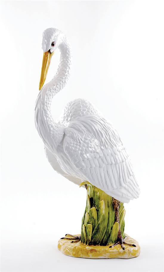 Majolica stork unmarked H25 1 2  135302