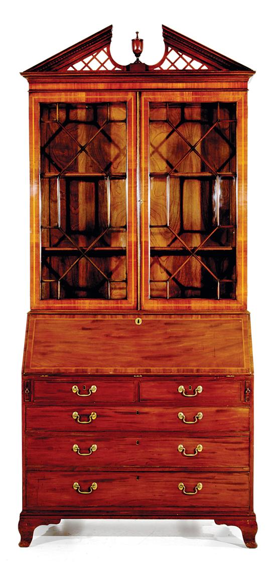 Georgian style inlaid mahogany bureau