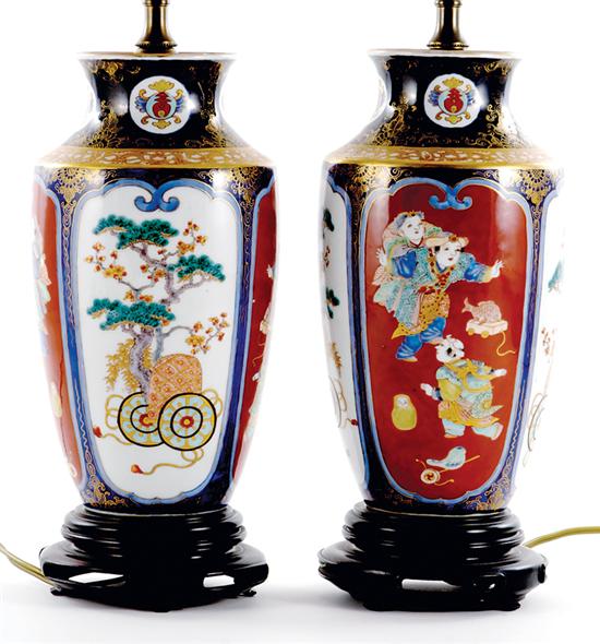 Pair Japanese Imari porcelain vases