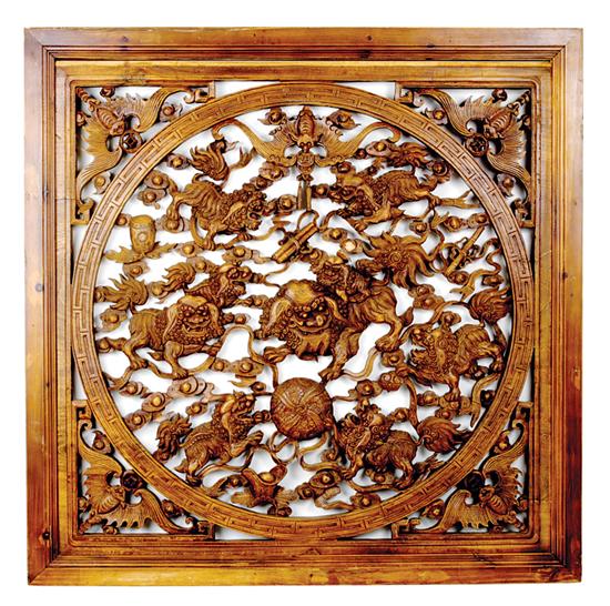 Chinese pierce carved wood panel