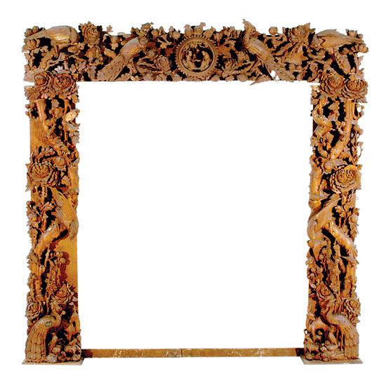 Oriental carved wood entryway surround