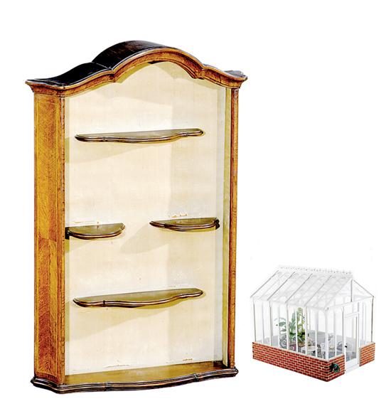 Oak hanging display cabinet and