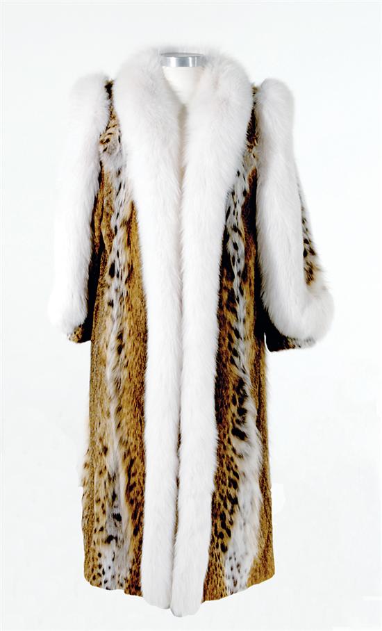 Spotted lynx fur coat full length 135390